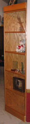 Golden oak corner shelf unit