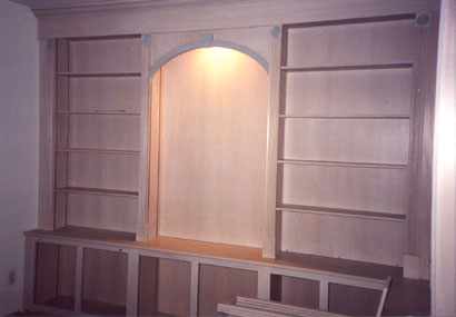 Built-in pickled oak wall unit