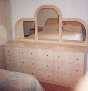 Pickled oak dresser and mirror